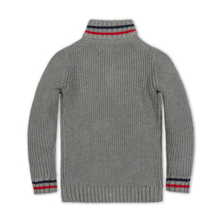 BOYS Dark Gray Heather Organic Half Zip Sweater