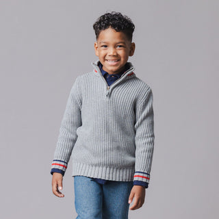 BOYS Dark Gray Heather Organic Half Zip Sweater