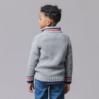 BOYS Dark Gray Heather Organic Half Zip Sweater
