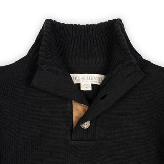 BOYS Black and White Organic Mock Neck Sleeve Stripe Sweater