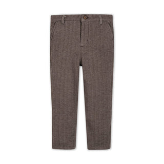 BOYS Chocolate Herringbone Fleece Suit Pant