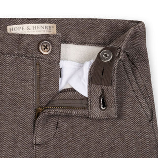 BOYS Chocolate Herringbone Fleece Suit Pant