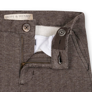 BOYS Chocolate Herringbone Fleece Suit Pant