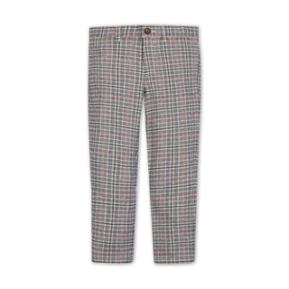 BOYS Navy Glen Plaid Organic Brushed Suit Pant