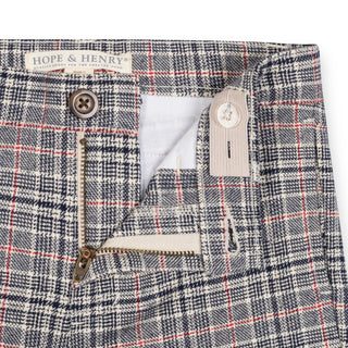 BOYS Navy Glen Plaid Organic Brushed Suit Pant