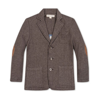 BOYS Chocolate Herringbone Fleece Blazer