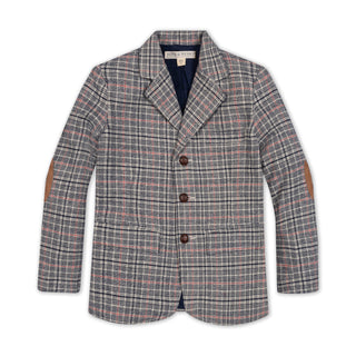 BOYS Navy Glen Plaid Organic Brushed Cotton Suit Jacket
