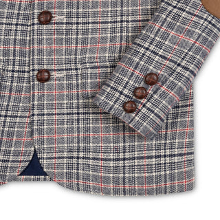 BOYS Navy Glen Plaid Organic Brushed Cotton Suit Jacket