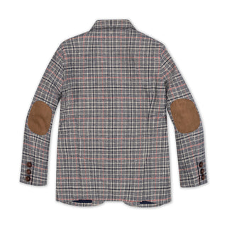 BOYS Navy Glen Plaid Organic Brushed Cotton Suit Jacket