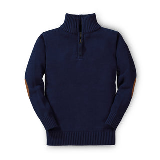 Organic Half Zip Sweater with Elbow Patches