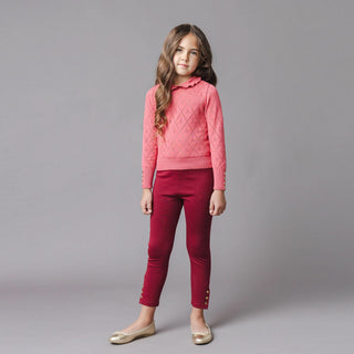 GIRLS Oxblood Button Cuff Ponte Pant