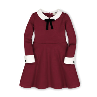 GIRLS Oxblood French Look Ponte Dress with Bow