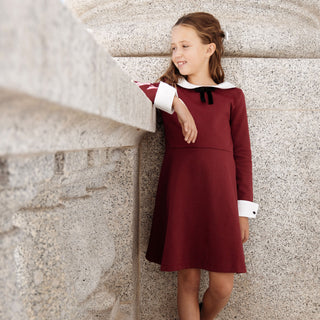 GIRLS Oxblood French Look Ponte Dress with Bow