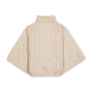 GIRLS Light Oatmeal Heather Organic Turtleneck Sweater Cape with Bow