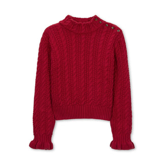GIRLS Red Organic Ruffle Cuff Turtleneck Sweater
