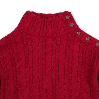 GIRLS Red Organic Ruffle Cuff Turtleneck Sweater
