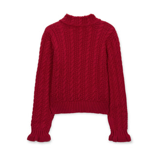 GIRLS Red Organic Ruffle Cuff Turtleneck Sweater