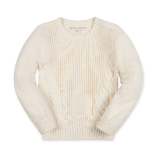 GIRLS Ivory Cable Organic Bow Detail Cable Sweater