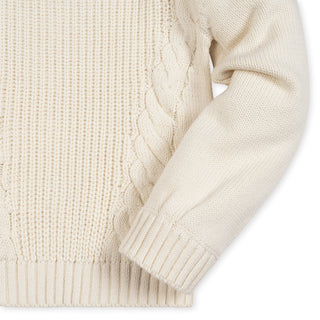 GIRLS Ivory Cable Organic Bow Detail Cable Sweater