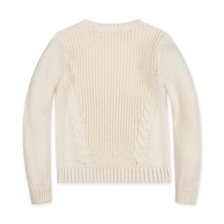 GIRLS Ivory Cable Organic Bow Detail Cable Sweater