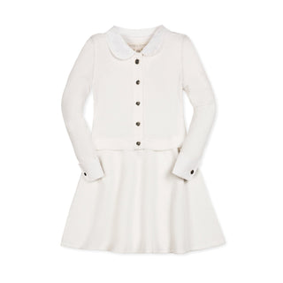 GIRLS Soft White Tweed Organic French Look Sweater Dress