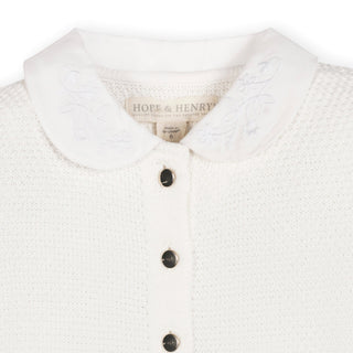 GIRLS Soft White Tweed Organic French Look Sweater Dress