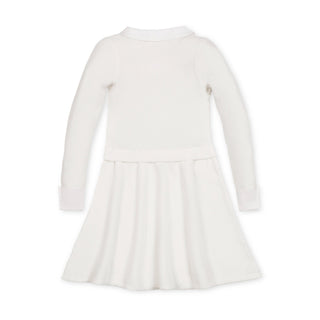 GIRLS Soft White Tweed Organic French Look Sweater Dress