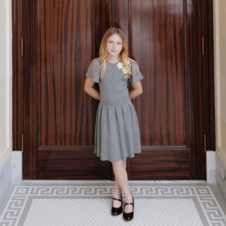 GIRLS Dark Gray Heather Organic Pleated Sweater Dress