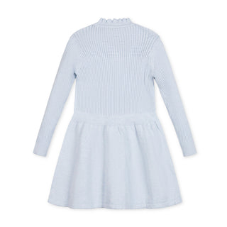 GIRLS Light Blue Heather Organic Half Zip Ruffle Neck Sweater Dress