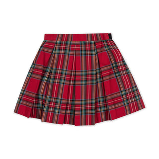 GIRLS Red Holiday Tartan Organic Pleated Party Skirt with Bow