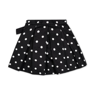 GIRLS Black Polka Dot Organic Pleated Party Skirt with Bow