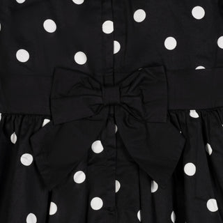 GIRLS Black Polka Dot Organic Puff Sleeve Party Dress