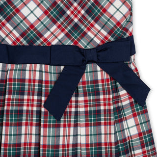 GIRLS Multi Holiday Tartan Organic Peter Pan Collar Party Dress