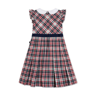 GIRLS Multi Holiday Tartan Organic Peter Pan Collar Party Dress