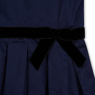GIRLS Navy Organic Peter Pan Collar Party Dress