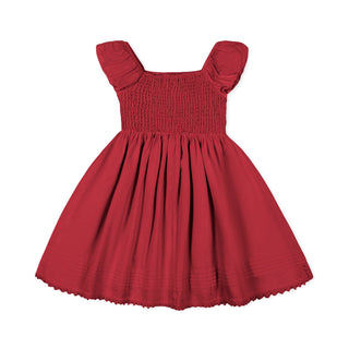 GIRLS Red Organic Sateen Flower Girl Dress