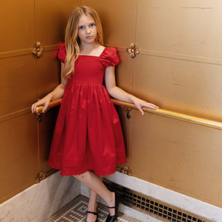 GIRLS Red Organic Sateen Flower Girl Dress