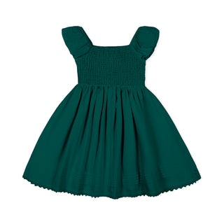 GIRLS Deep Green Organic Sateen Flower Girl Dress