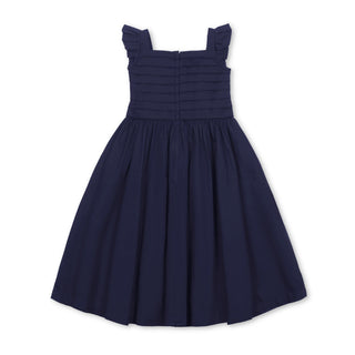 GIRLS Navy Organic Pleated Sateen Party Dress