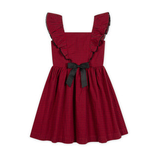 GIRLS Red Gingham Organic Ruffle Jumper Party Dress