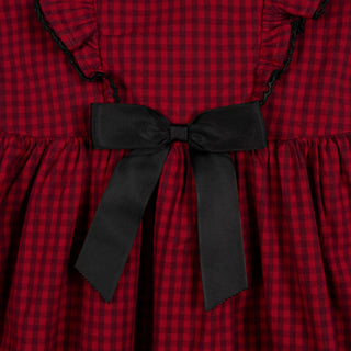 GIRLS Red Gingham Organic Ruffle Jumper Party Dress