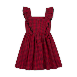 GIRLS Red Gingham Organic Ruffle Jumper Party Dress