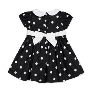 LAYETTE Black Polka Dot Organic Peter Pan Collar Party Dress