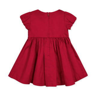 LAYETTE Red Organic Smocked Puff Sleeve Dress