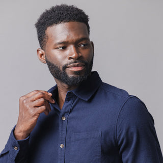 MENS Navy Organic Flannel Shirt