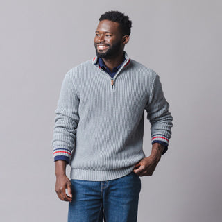 MENS Dark Gray Heather Organic Half Zip Pullover