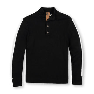 MENS Black and White Organic Mock Neck Sweater