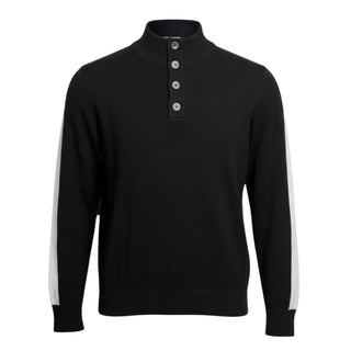 MENS Black and White Organic Mock Neck Sweater