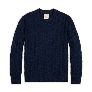 MENS Navy Fleck Organic Fisherman Sweater