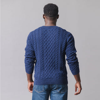 MENS Navy Fleck Organic Fisherman Sweater